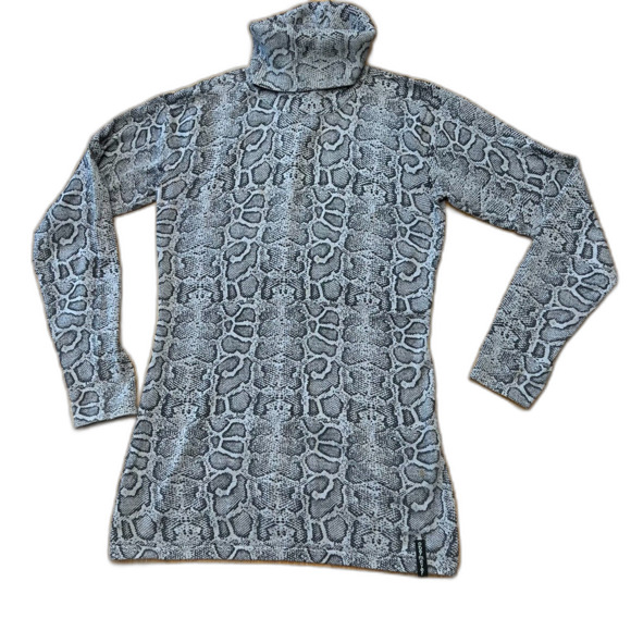 Obermeyer cotton blend gray animal print turtleneck tunic python sz S P2P 17-19" - Picture 1 of 8